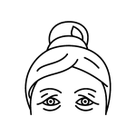 Black and white line drawing of the top half of a woman's face with tied-up hair in a bun, visible eyes, and some detailing for hair strands and eyebrows—a minimalist illustration that evokes themes of anti-aging and wellness, reflecting the serene aesthetic of the Institute For Ageless Living.