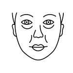 A simple black-and-white line drawing of a human face with a neutral expression, showing basic facial features like eyes, nose, mouth, and ears on a plain background—an understated visual that reflects the Institute For Ageless Living's focus on wellness and anti-aging.